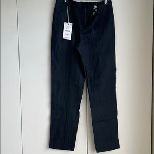Zara true navy linen pants